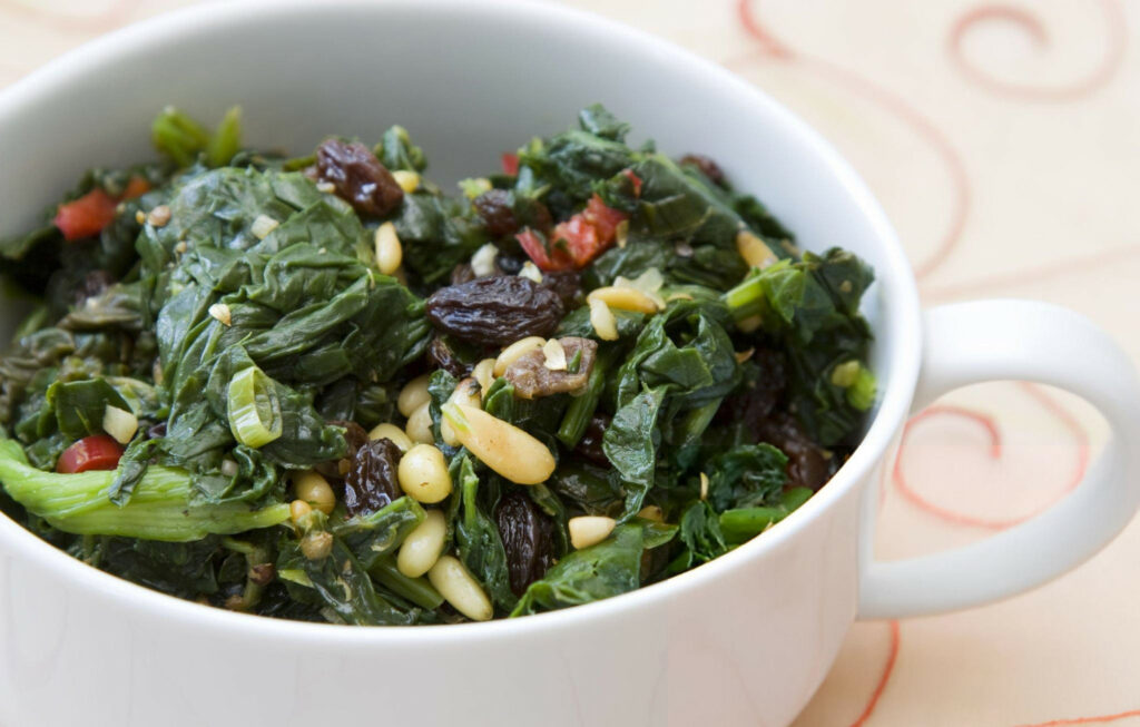 Escarole with Raisins and Pine Nuts Recipe