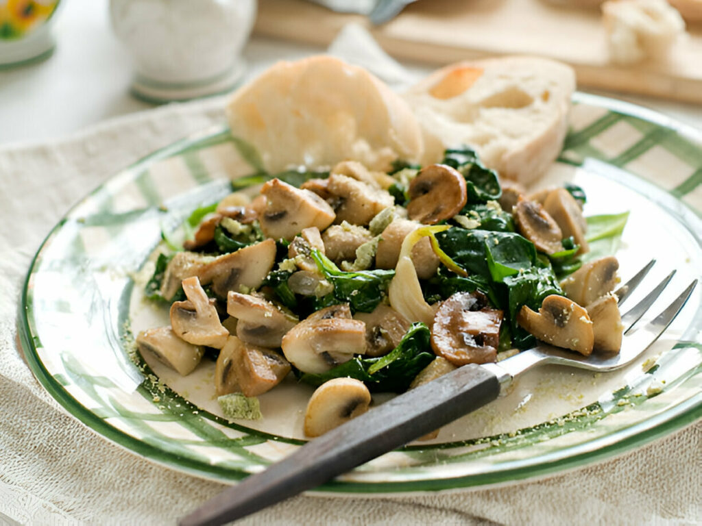 Sauteed Mushrooms with Spinach Recipe