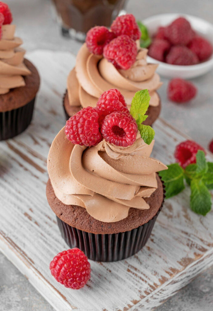 Raspberry Cupcakes with Chocolate Whipped Cream Recipe