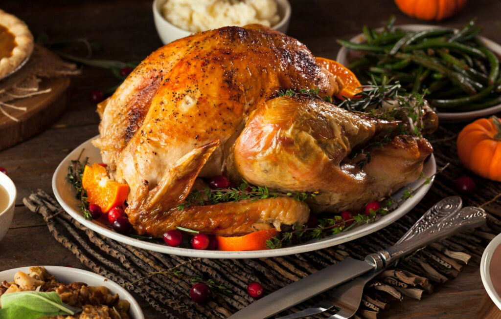 Roast Turkey with Stuffing and Vegetables Recipe