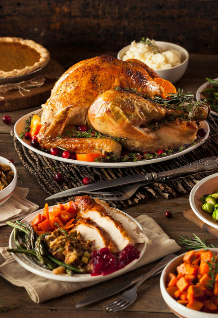 Roast Turkey with Stuffing and Vegetables Recipe
