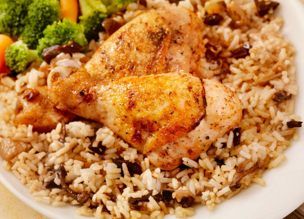 Chicken Legs with Mushroom Rice Recipe