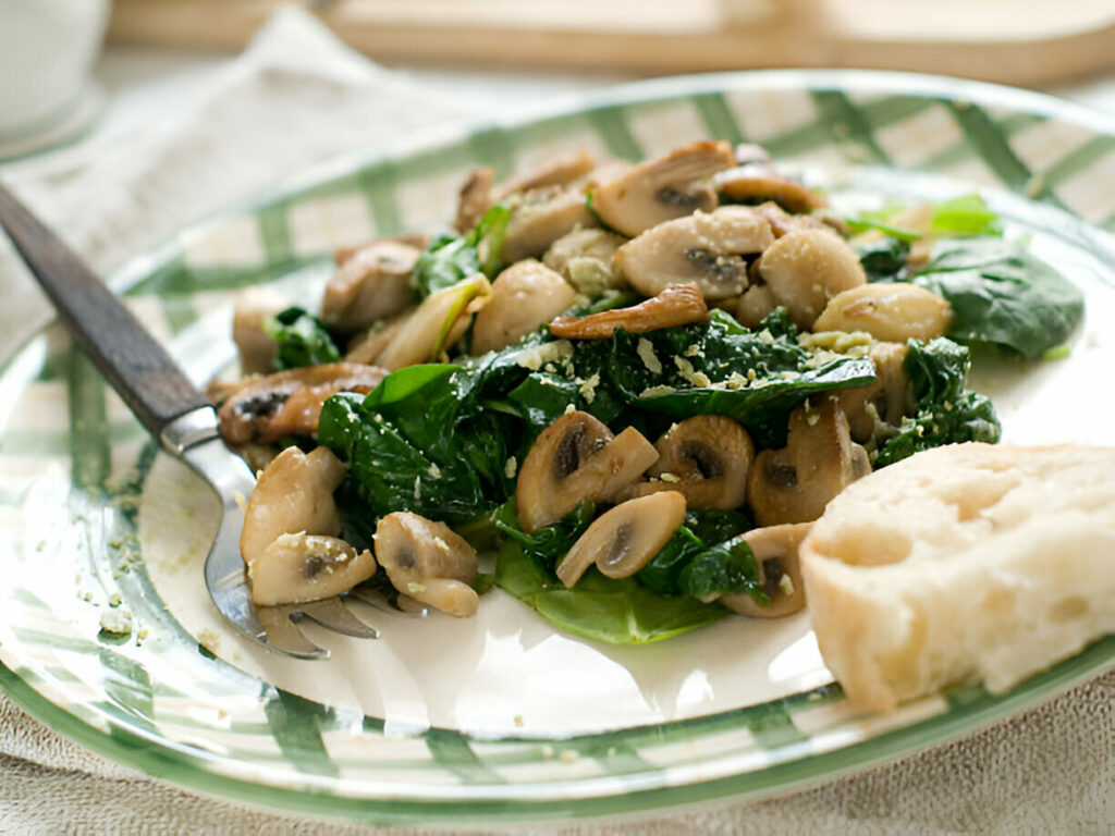 Sauteed Mushrooms with Spinach Recipe