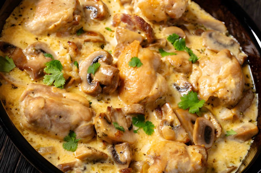 Chicken Thighs With Creamy Mushroom Garlic Sauce Recipe